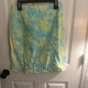 Lilly Pulitzer Sea Turtle A-Line Skirt - Blue and Yellow sz 4